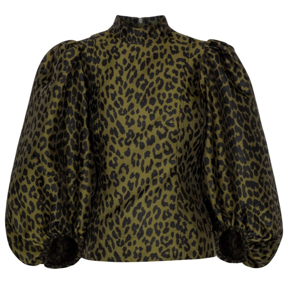 GANNI Leopard-print jacquard top